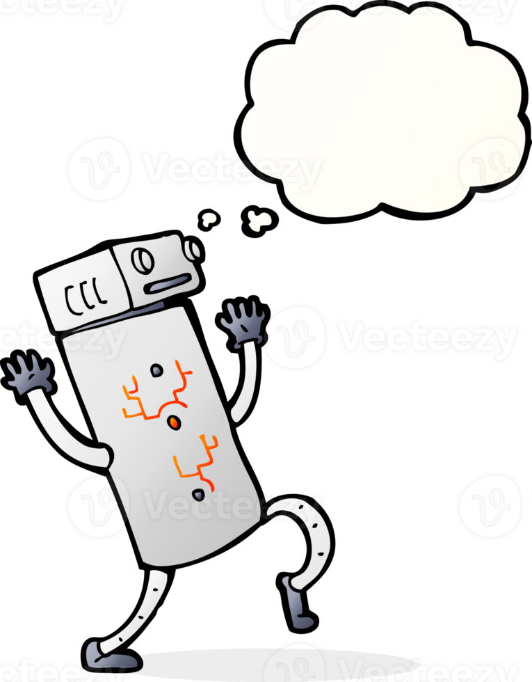 cartoon robot with thought bubble png
