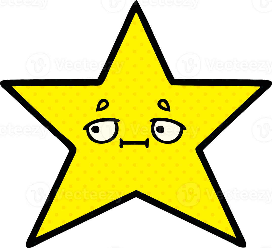 comic book style cartoon gold star png