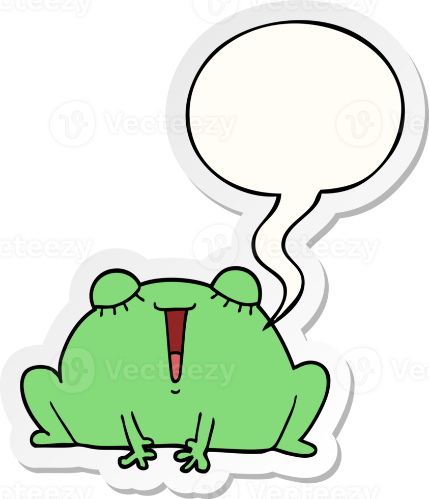 cute cartoon frog with speech bubble sticker png