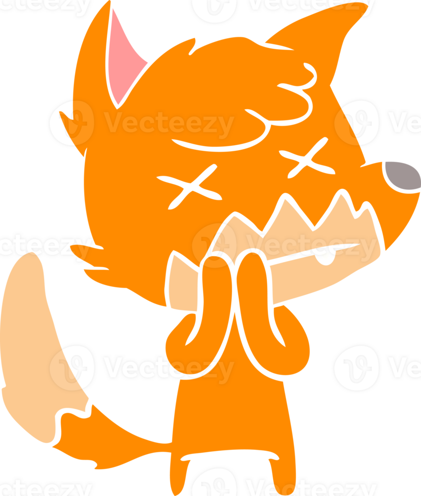 flat color style cartoon dead fox png