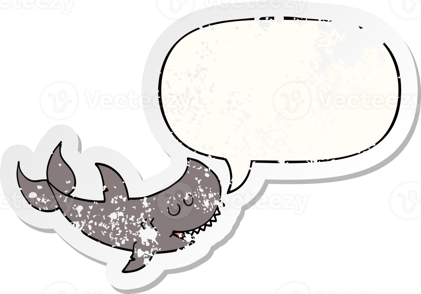 cartoon shark with speech bubble distressed distressed old sticker png