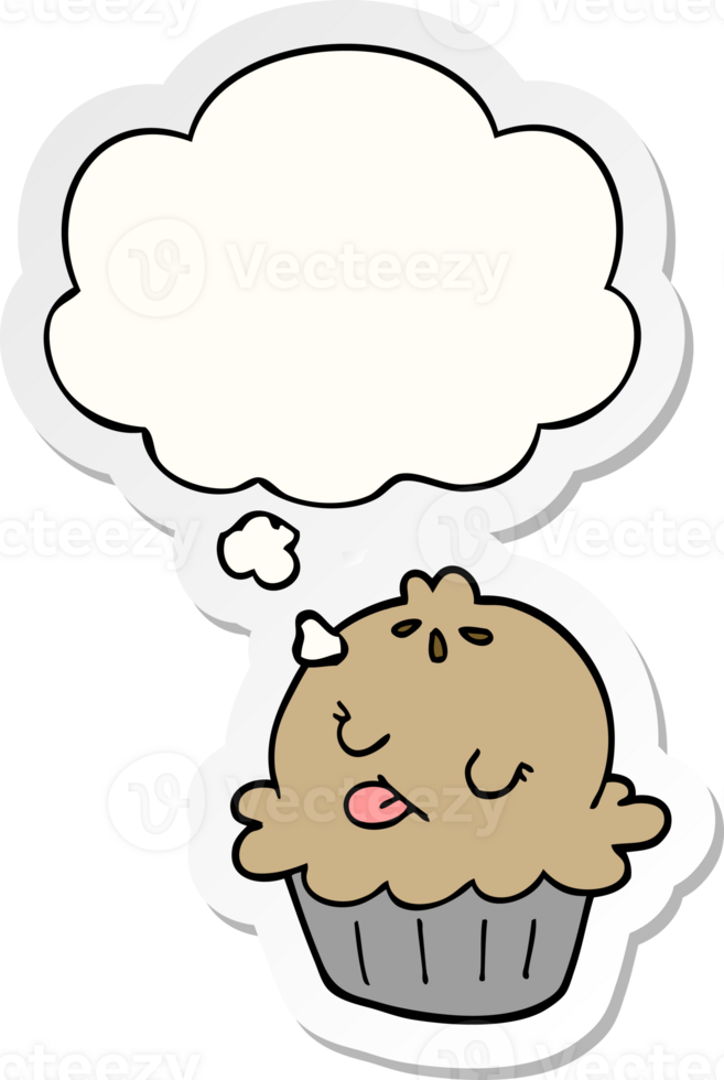 cute cartoon pie with thought bubble as a printed sticker png