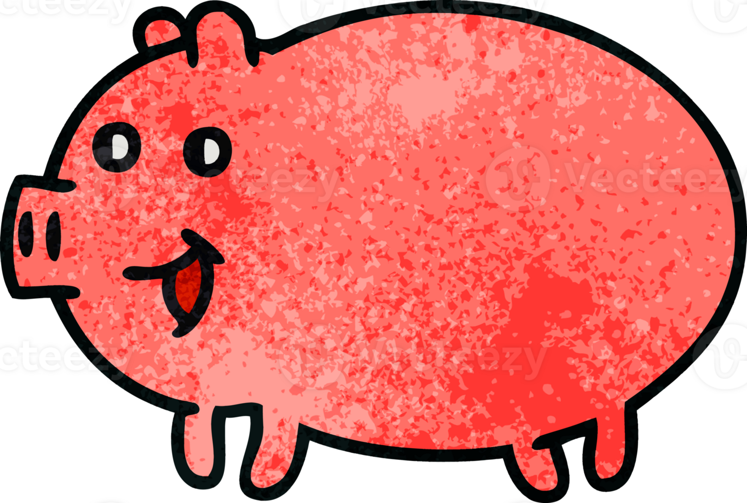 retro grunge texture cartoon of a pig png