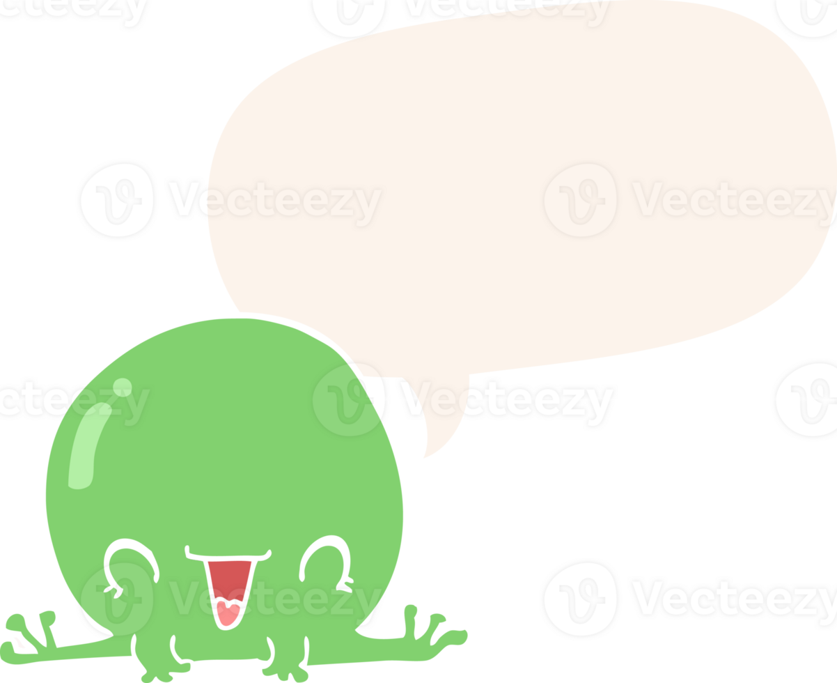 cartoon frog with speech bubble in retro style png