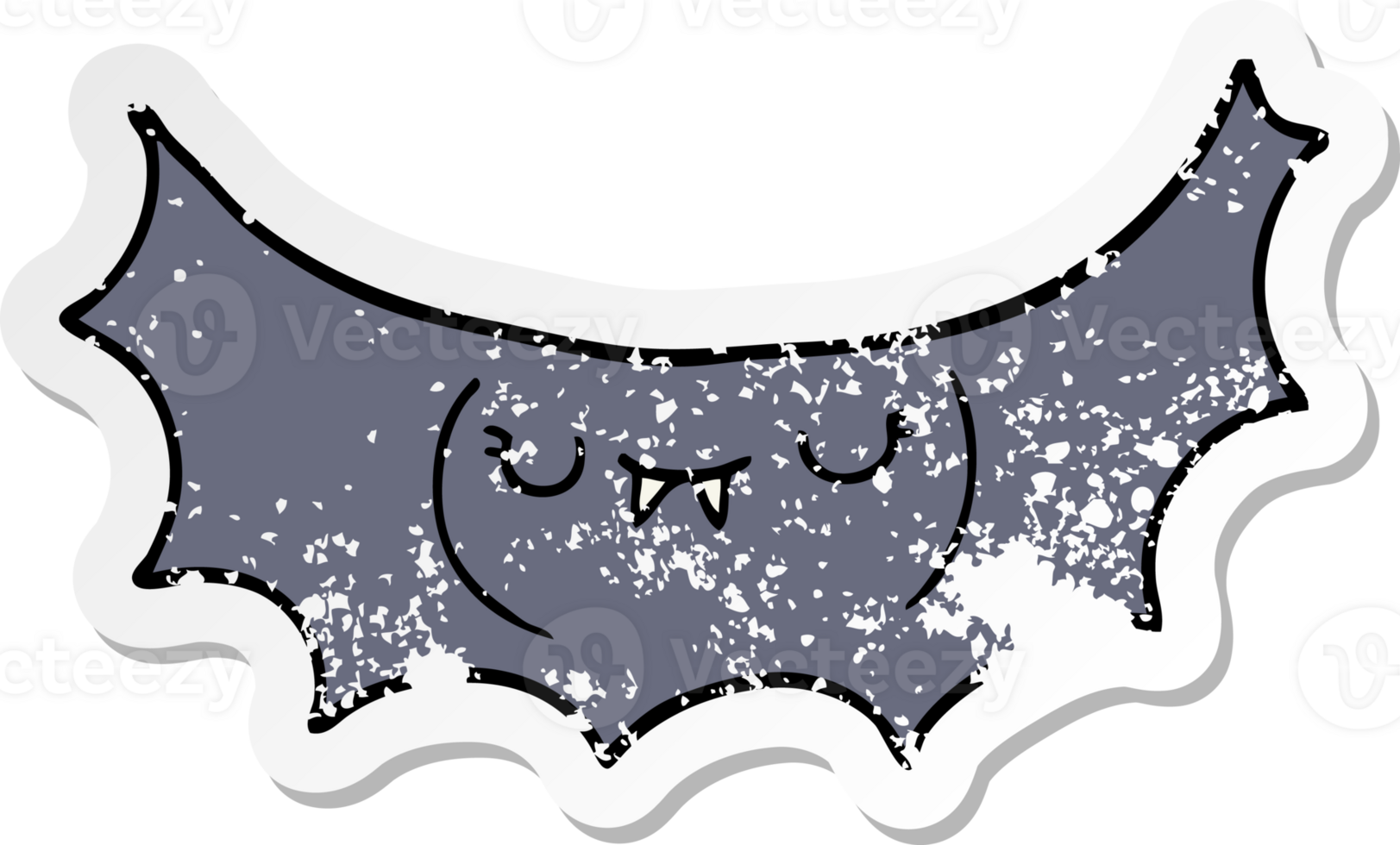 distressed sticker of a cartoon vampire bat png
