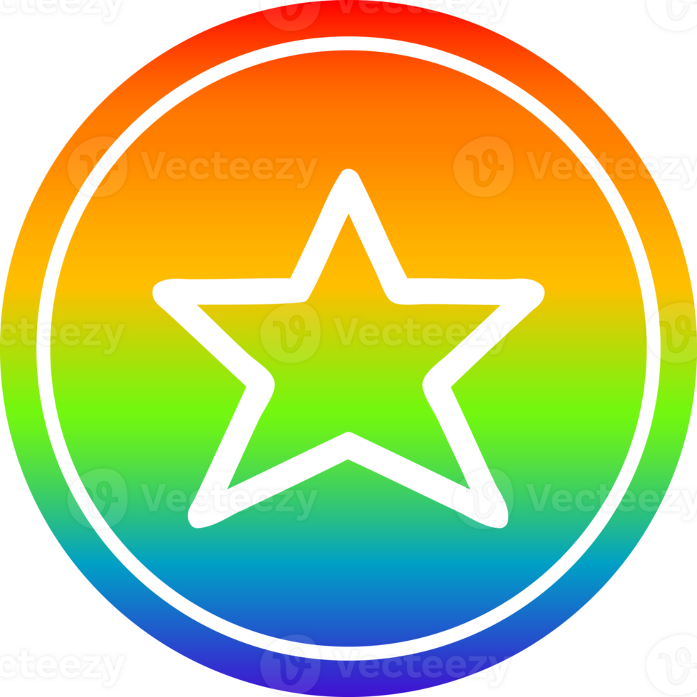 étoile forme circulaire icône avec arc en ciel pente terminer png