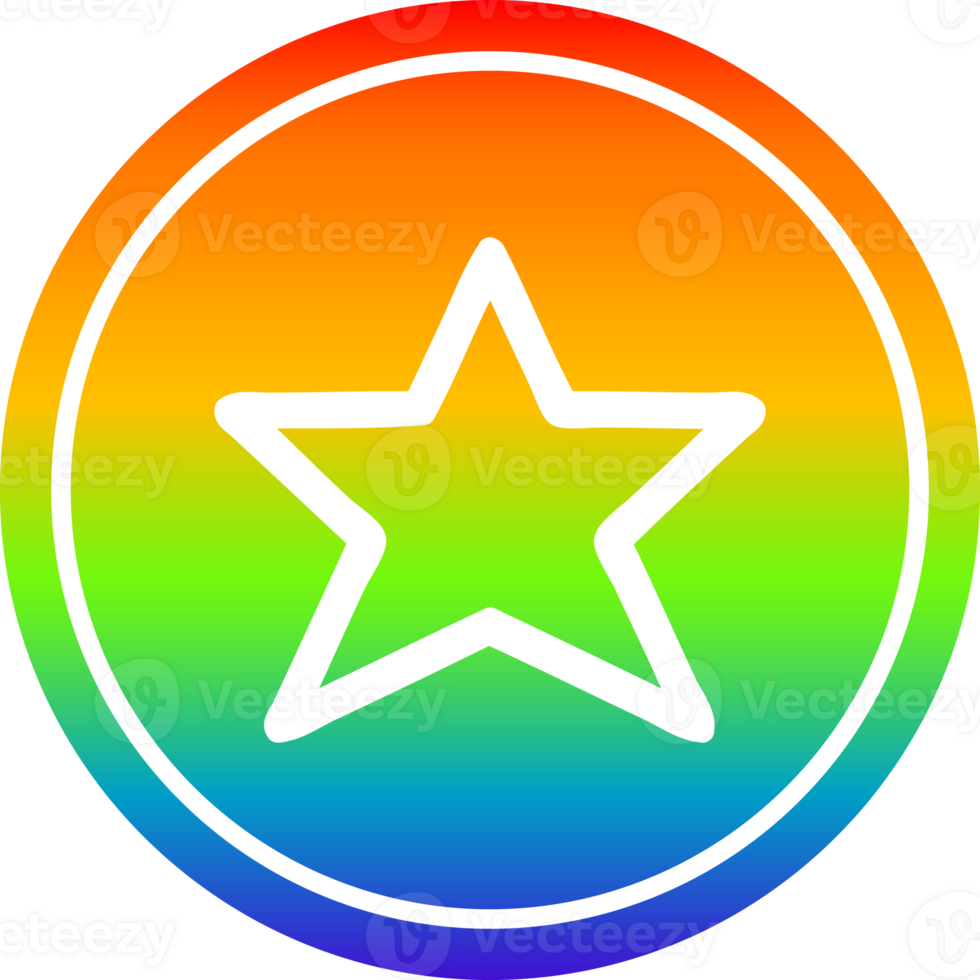 star shape circular icon with rainbow gradient finish png