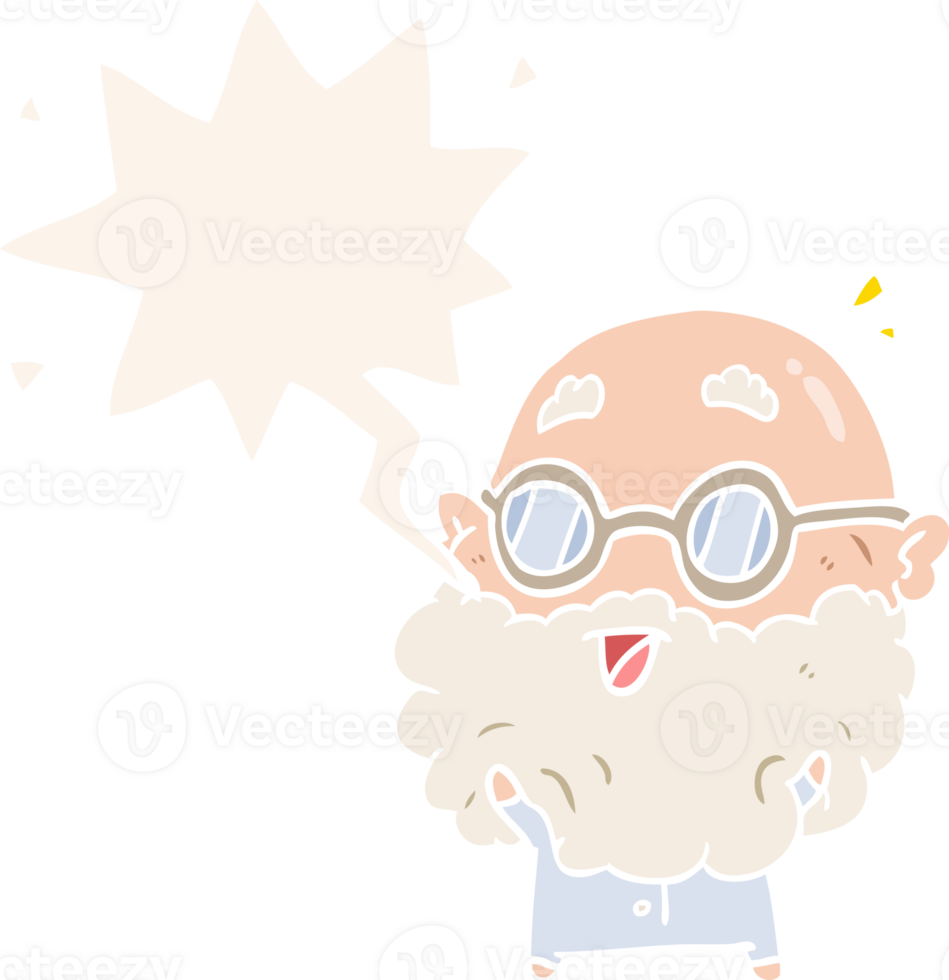 cute cartoon surprised old man with speech bubble in retro style png