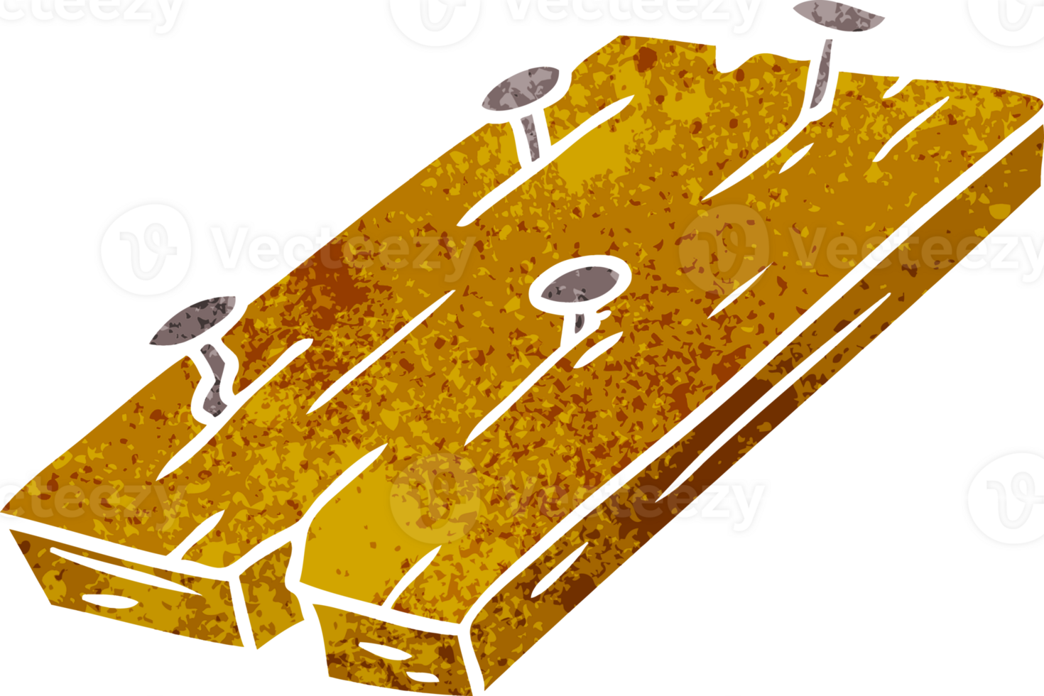 hand drawn retro cartoon doodle of nails in a board png