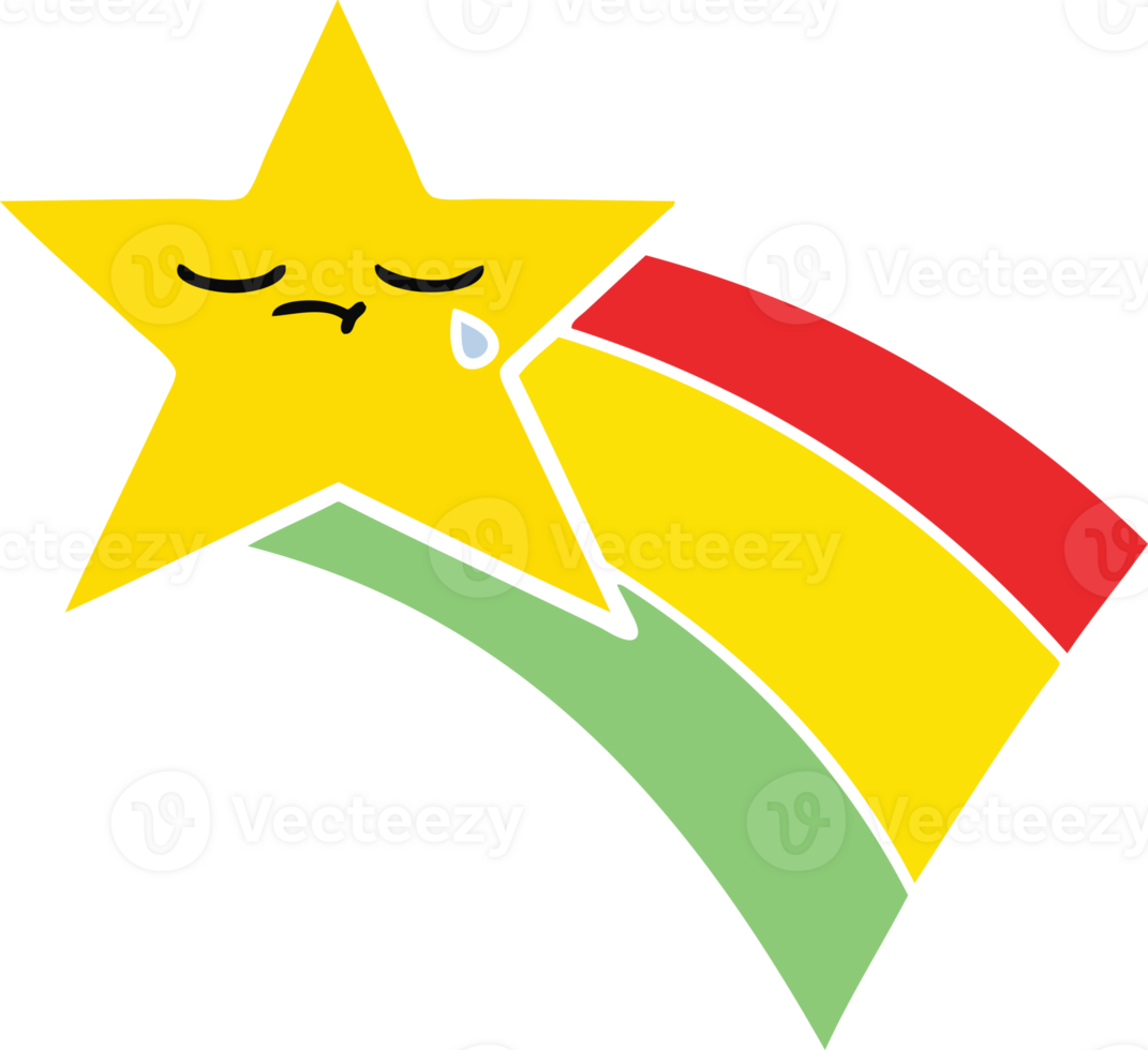 flat color retro cartoon of a shooting rainbow star png