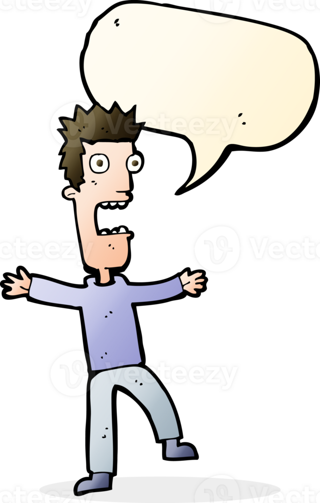 cartoon terrified man with speech bubble png