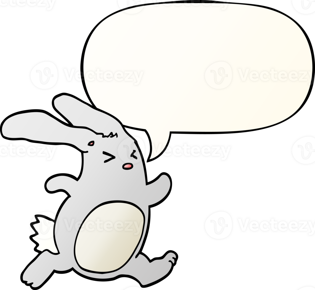 cartoon rabbit with speech bubble in smooth gradient style png