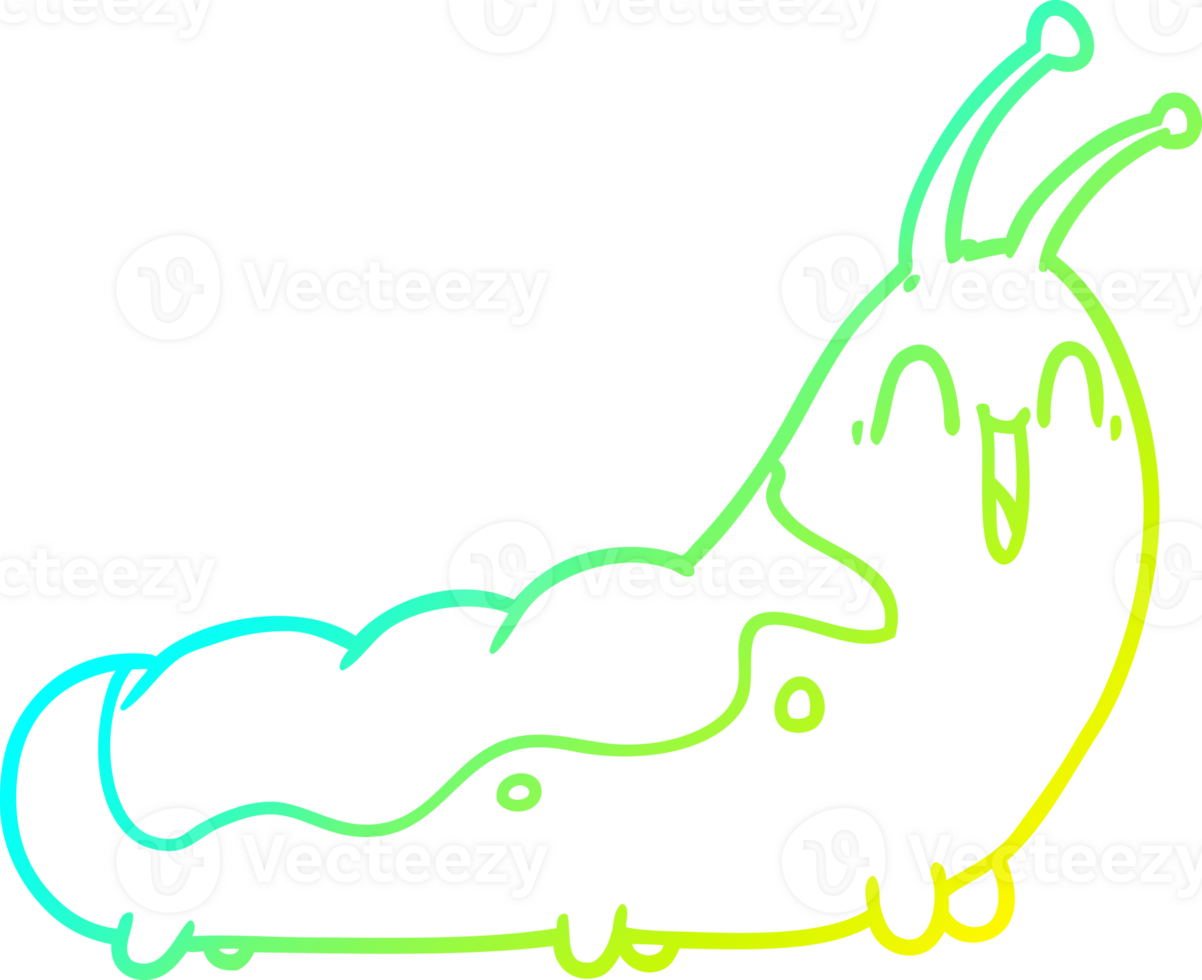 cold gradient line drawing of a funny cartoon caterpillar png