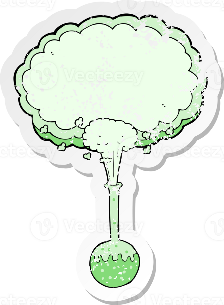 retro distressed sticker of a cartoon science experiment png