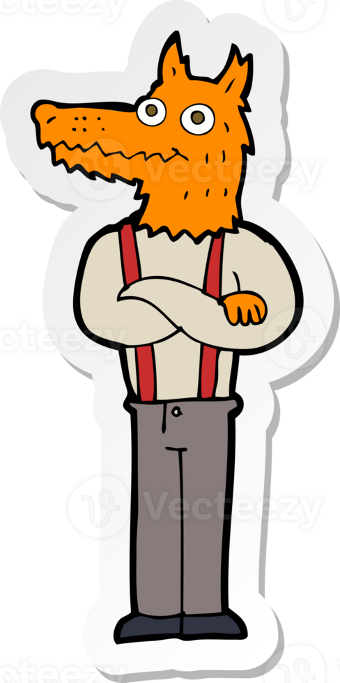 sticker of a cartoon funny fox png