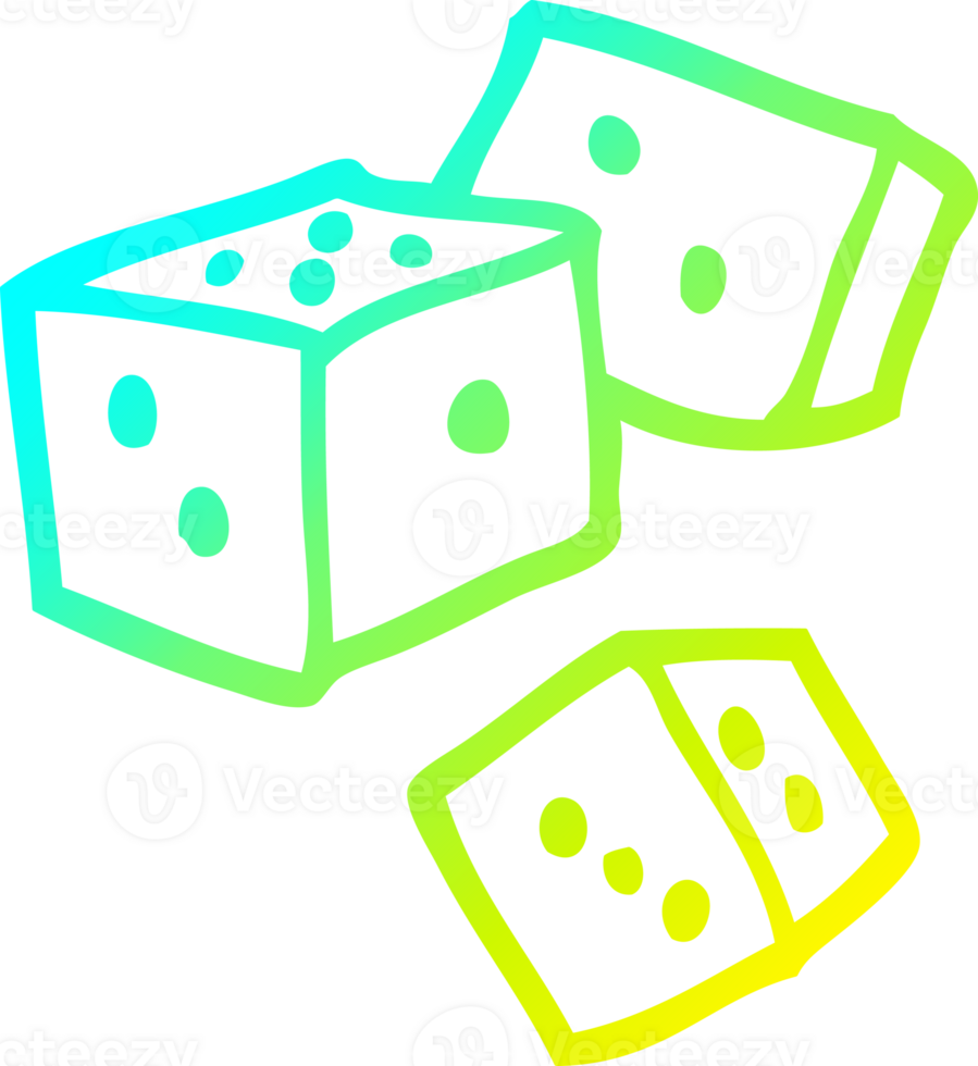 cold gradient line drawing of a cartoon dice png