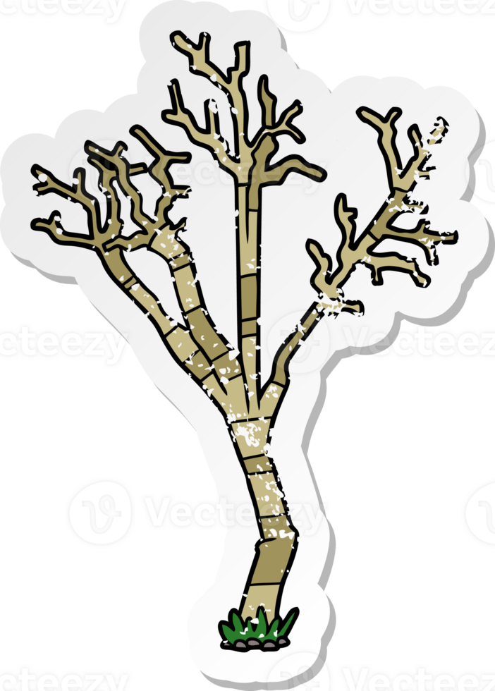 nödställda klistermärke av en tecknad vinterträd png