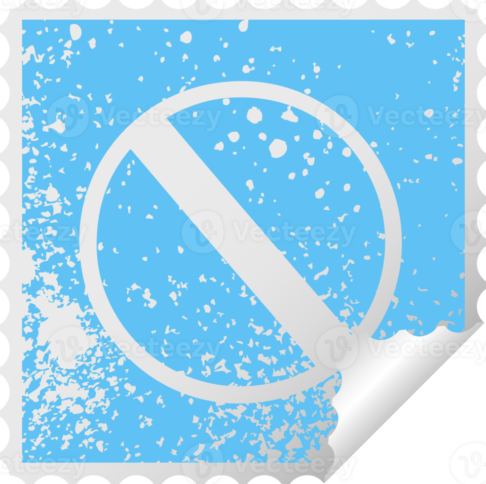 distressed square peeling sticker symbol of a not allowed sign png