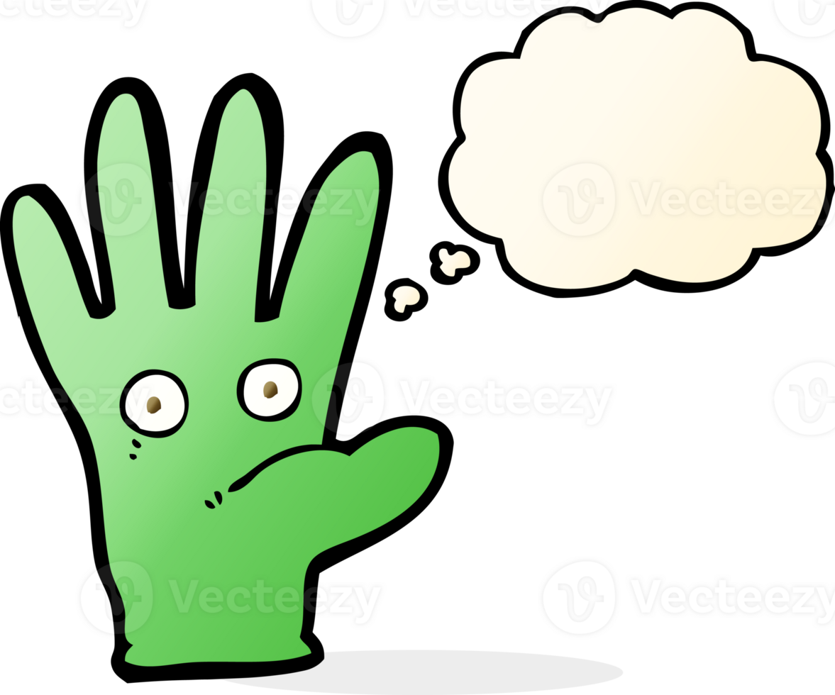 cartoon hand with eyes with thought bubble png