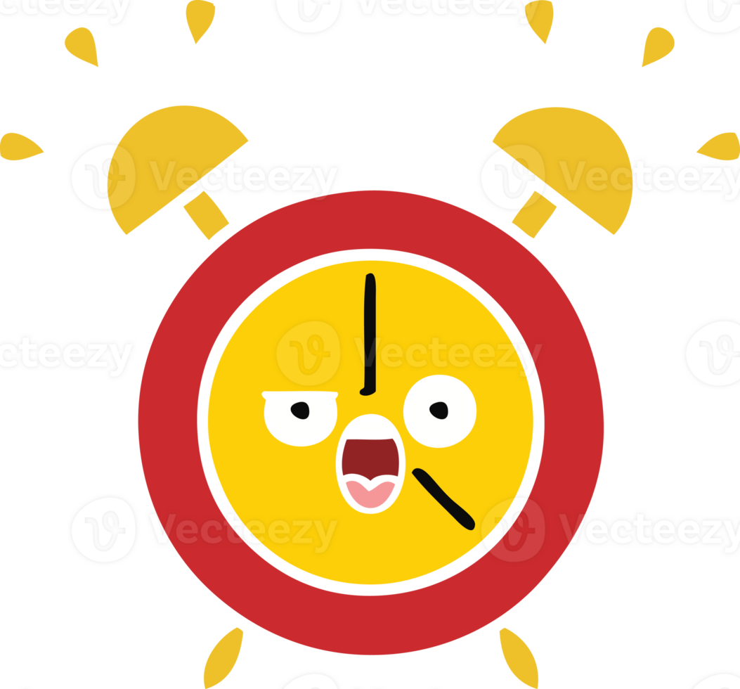 flat color retro cartoon of a alarm clock png