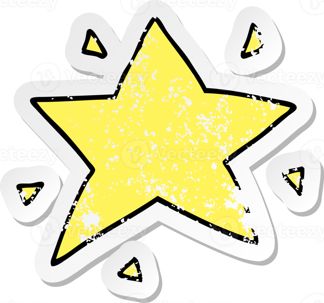 distressed sticker of a cartoon star png