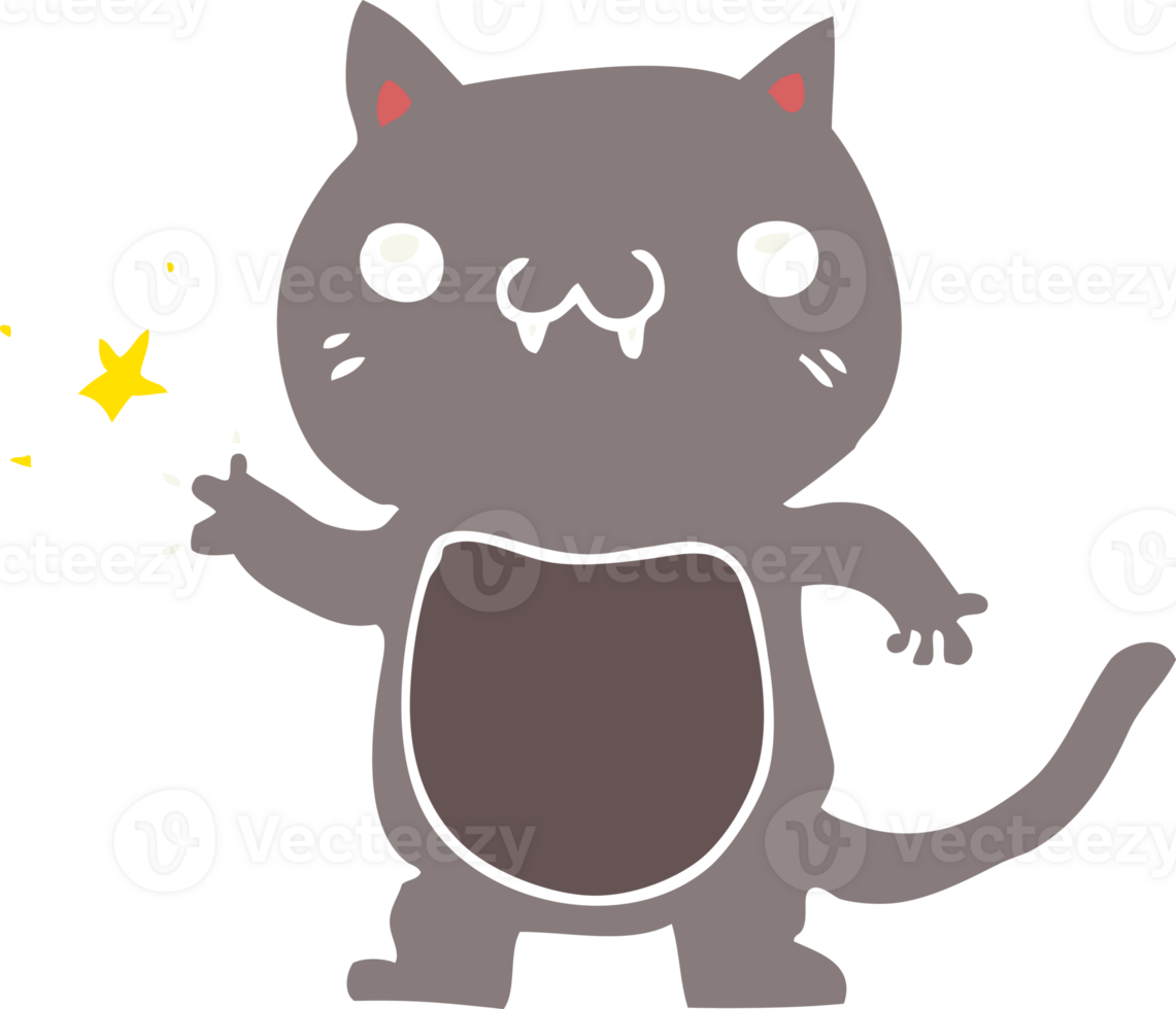 flat color style cartoon cat scratching png