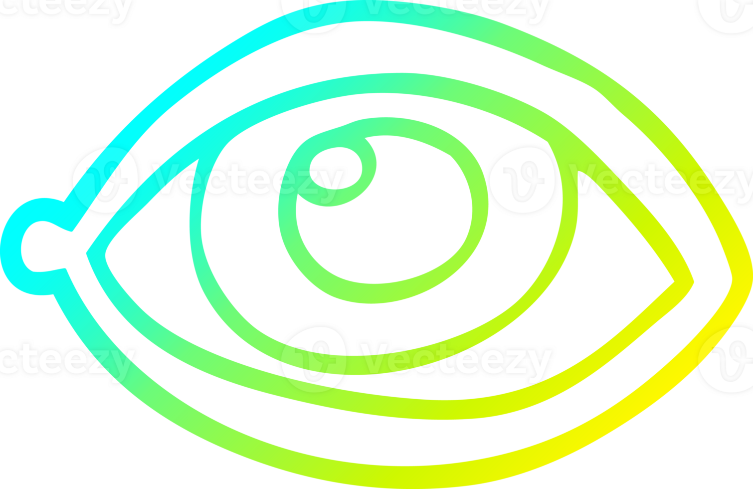 cold gradient line drawing of a cartoon eye staring png