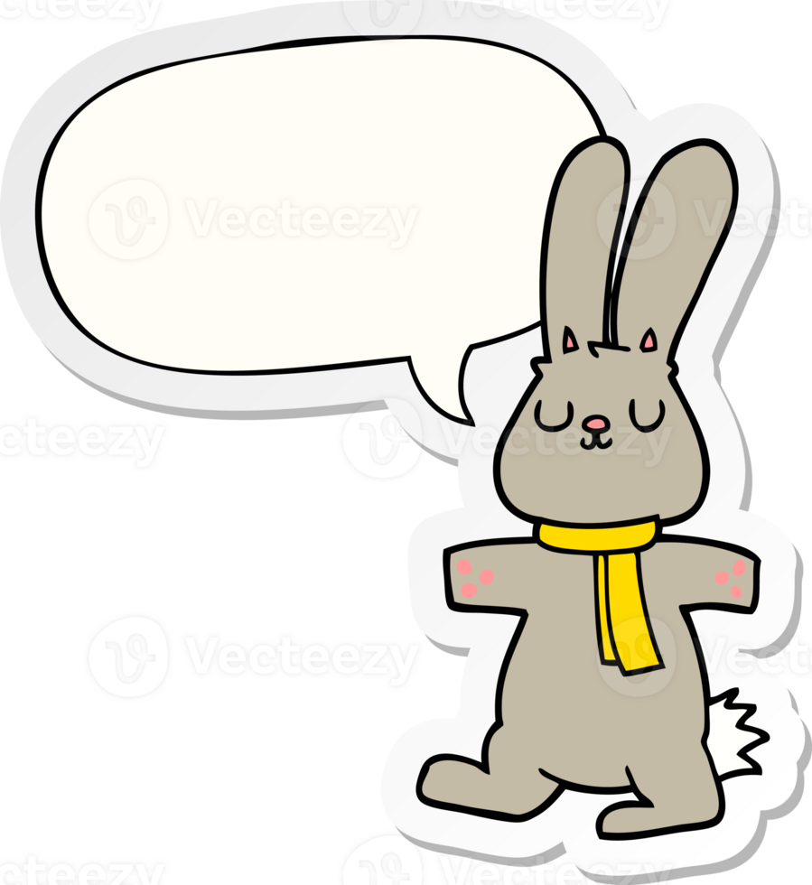 cartoon rabbit with speech bubble sticker png