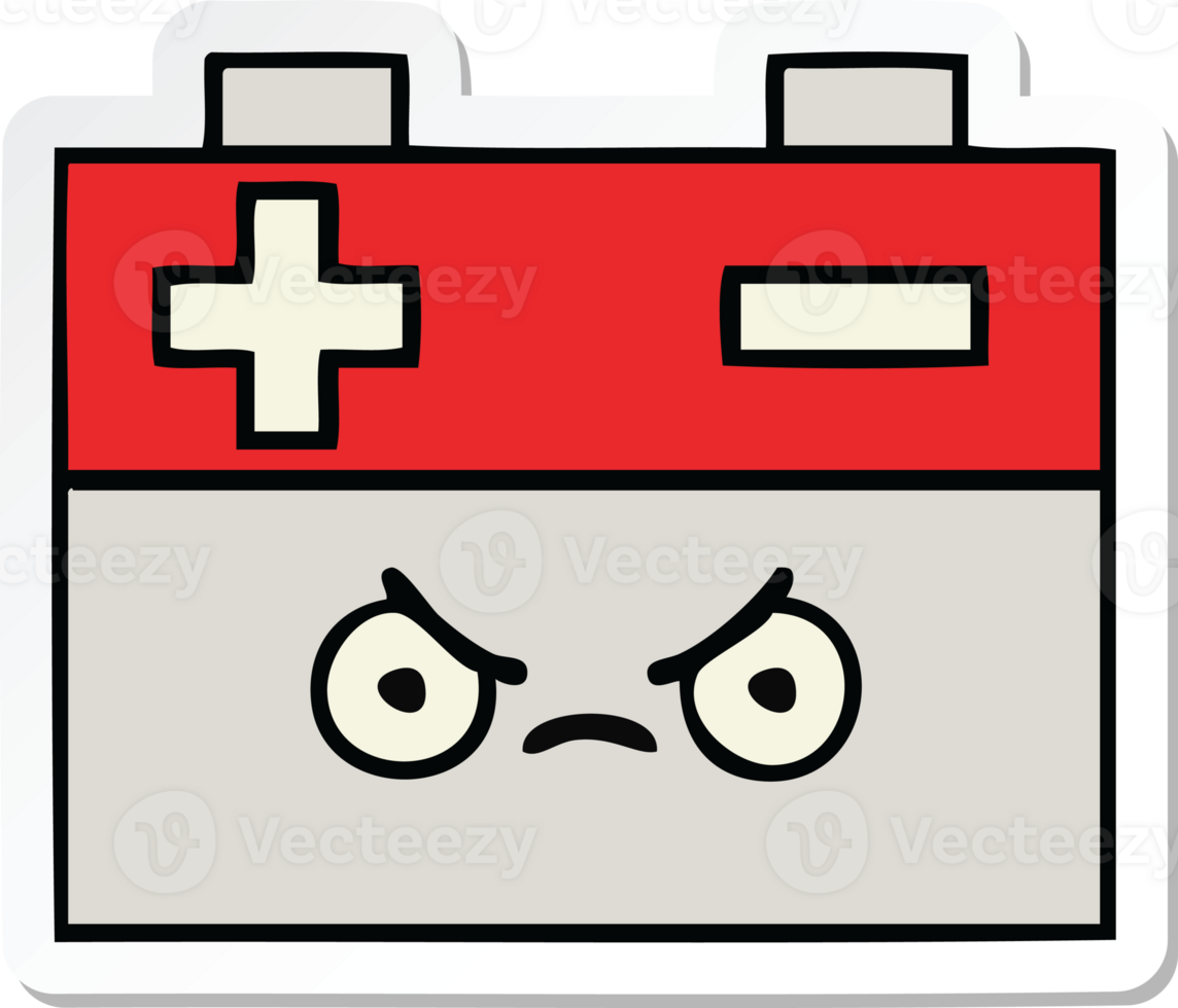 sticker of a cute cartoon car battery png