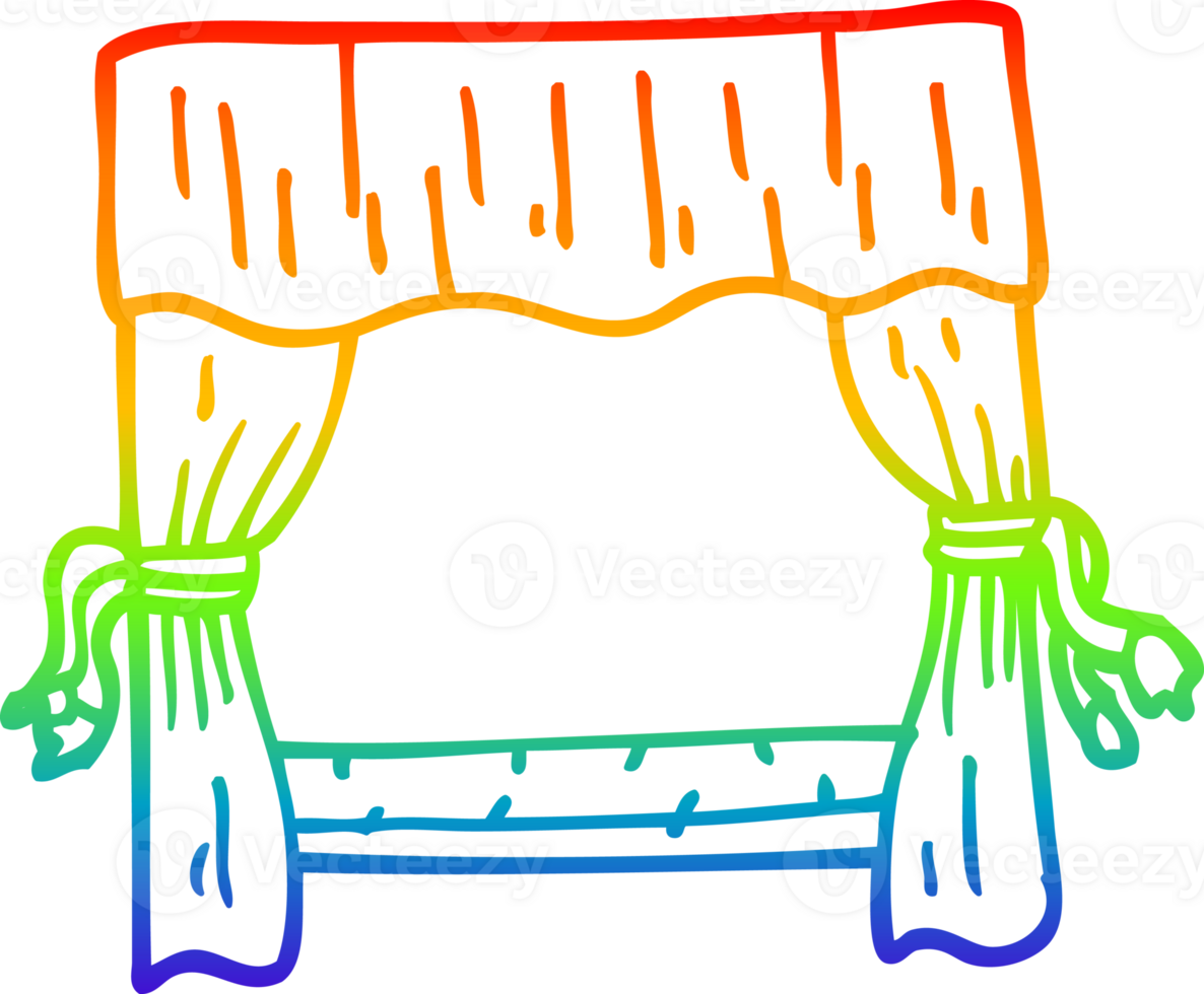 rainbow gradient line drawing of a cartoon stage curtains png