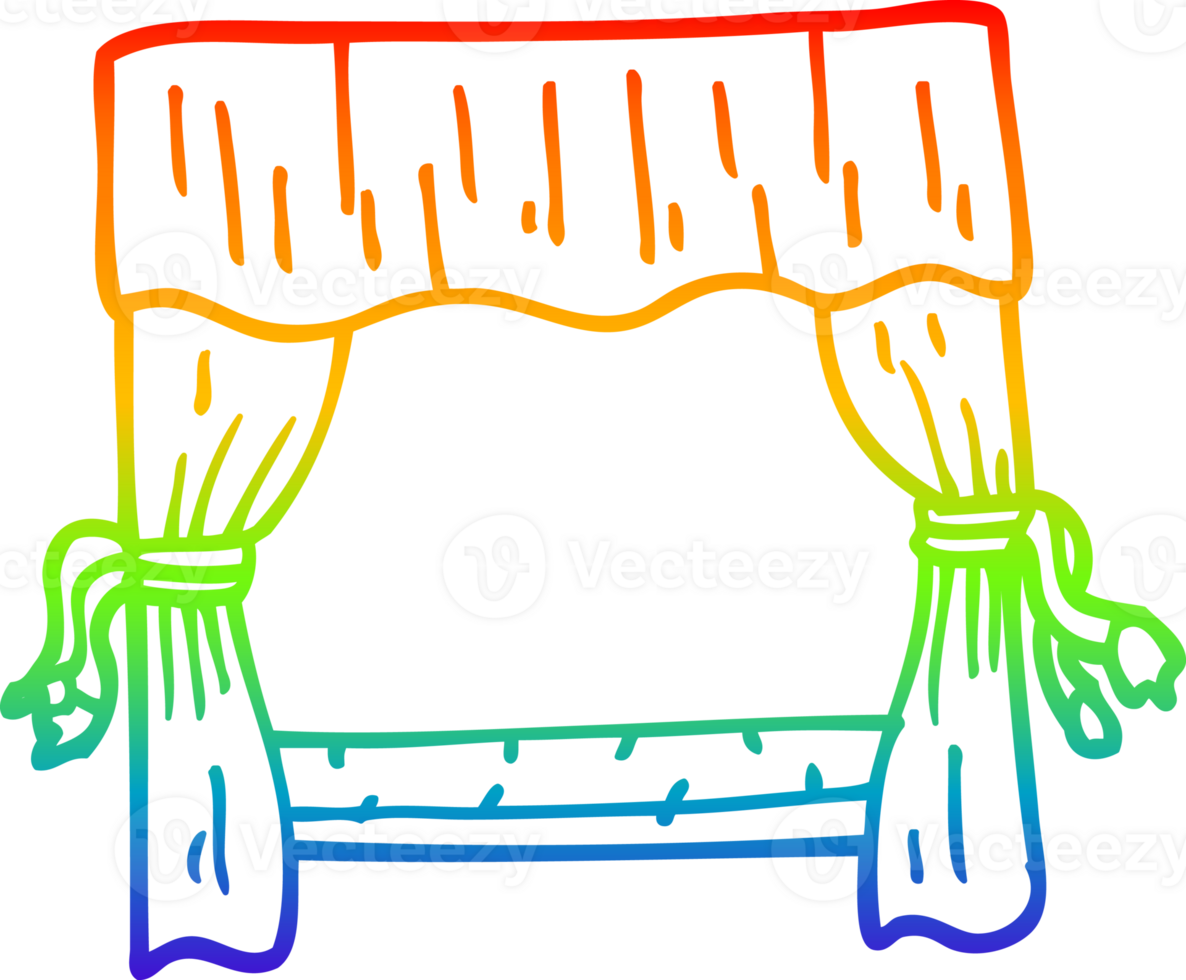Regenbogen Gradient Linie Zeichnung von ein Karikatur Bühne Vorhänge png