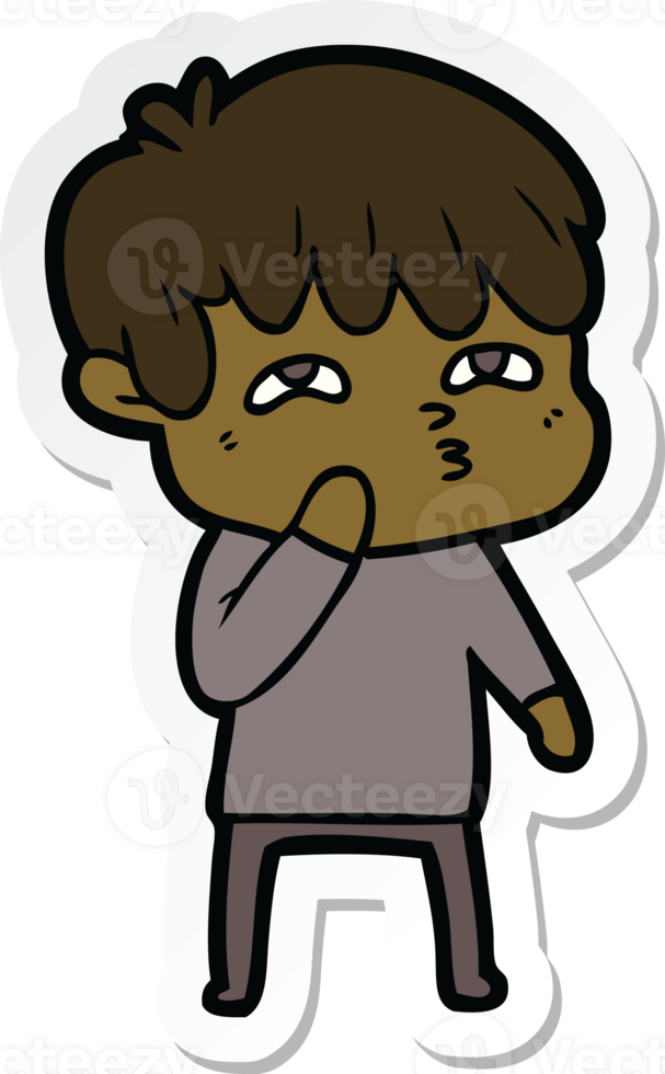 sticker of a cartoon curious man png