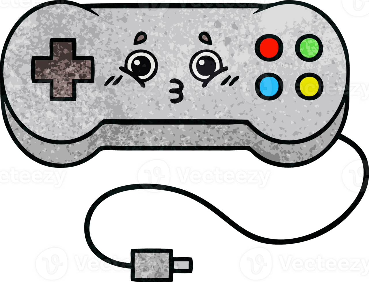 retro grunge texture cartoon of a game controller png