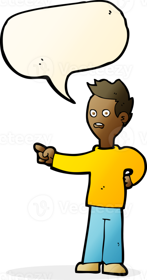 cartoon shocked boy pointing with speech bubble png