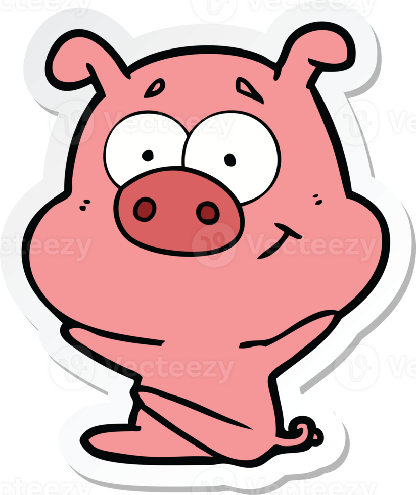 sticker of a happy cartoon pig png
