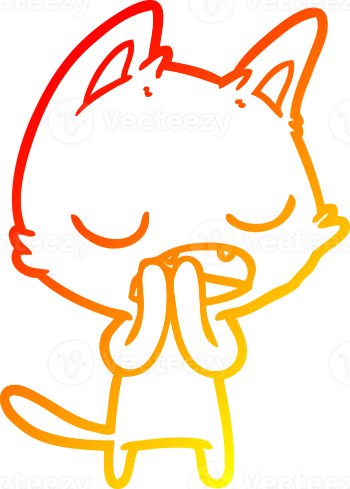 warm gradient line drawing of a talking cat cartoon png