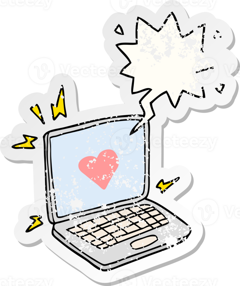 internet dating cartoon  with speech bubble distressed distressed old sticker png