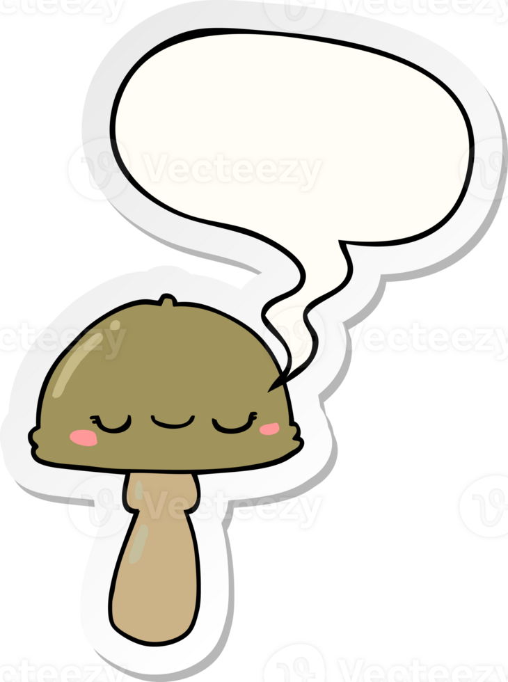 cartoon mushroom with speech bubble sticker png