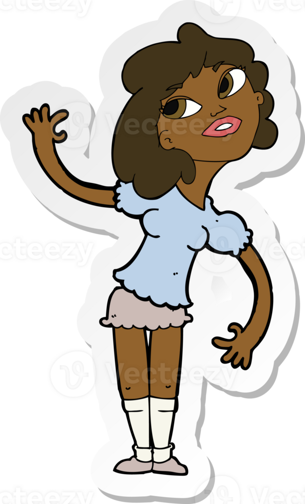 sticker van een cartoonvrouw die zwaait png