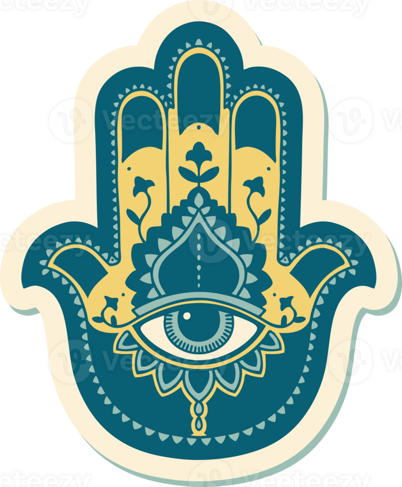 sticker of tattoo in traditional style of a hamza png