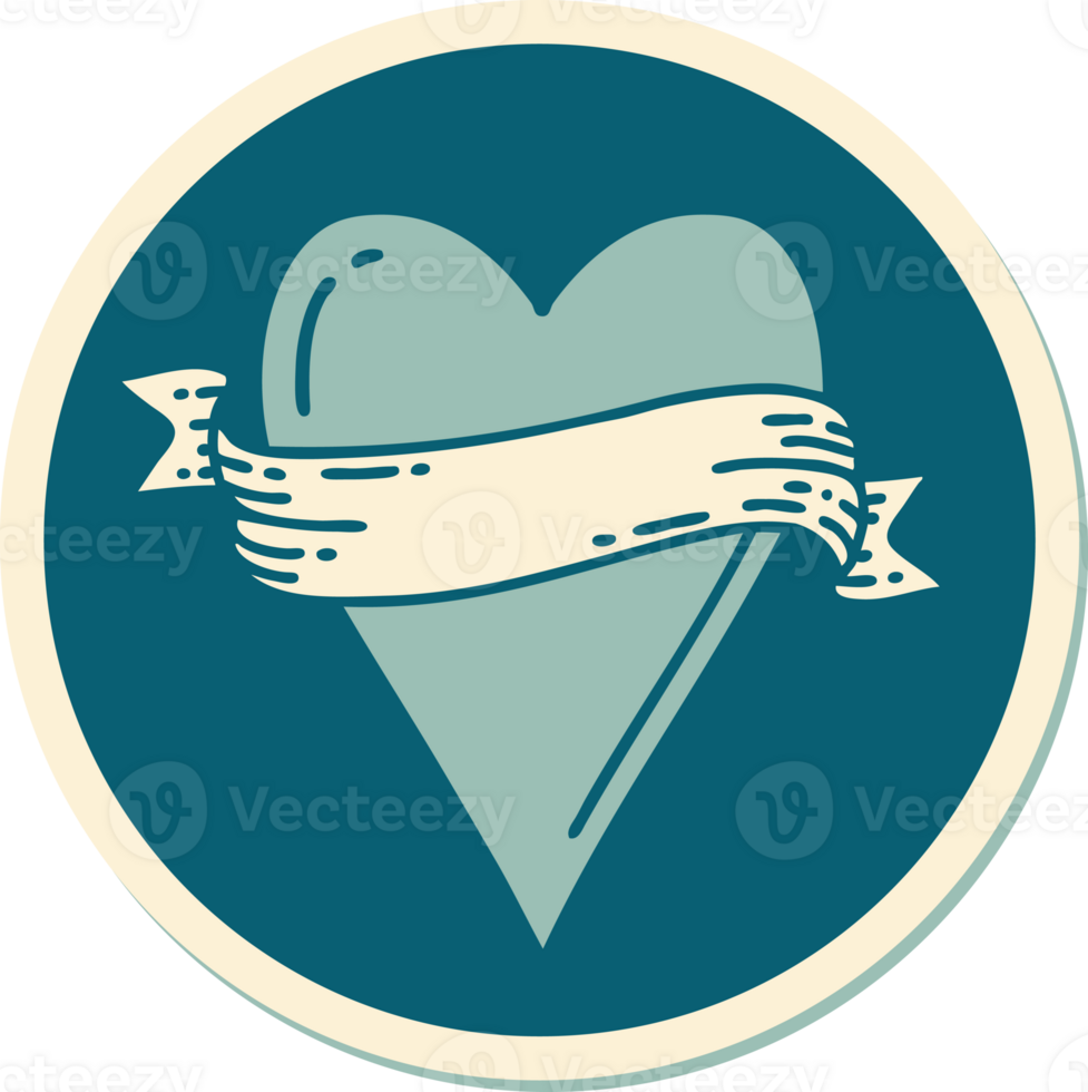 sticker of tattoo in traditional style of a heart and banner png