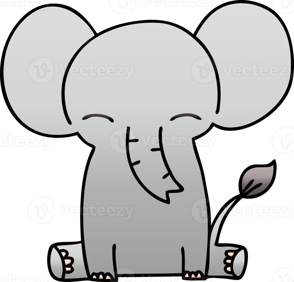 gradient shaded quirky cartoon elephant png