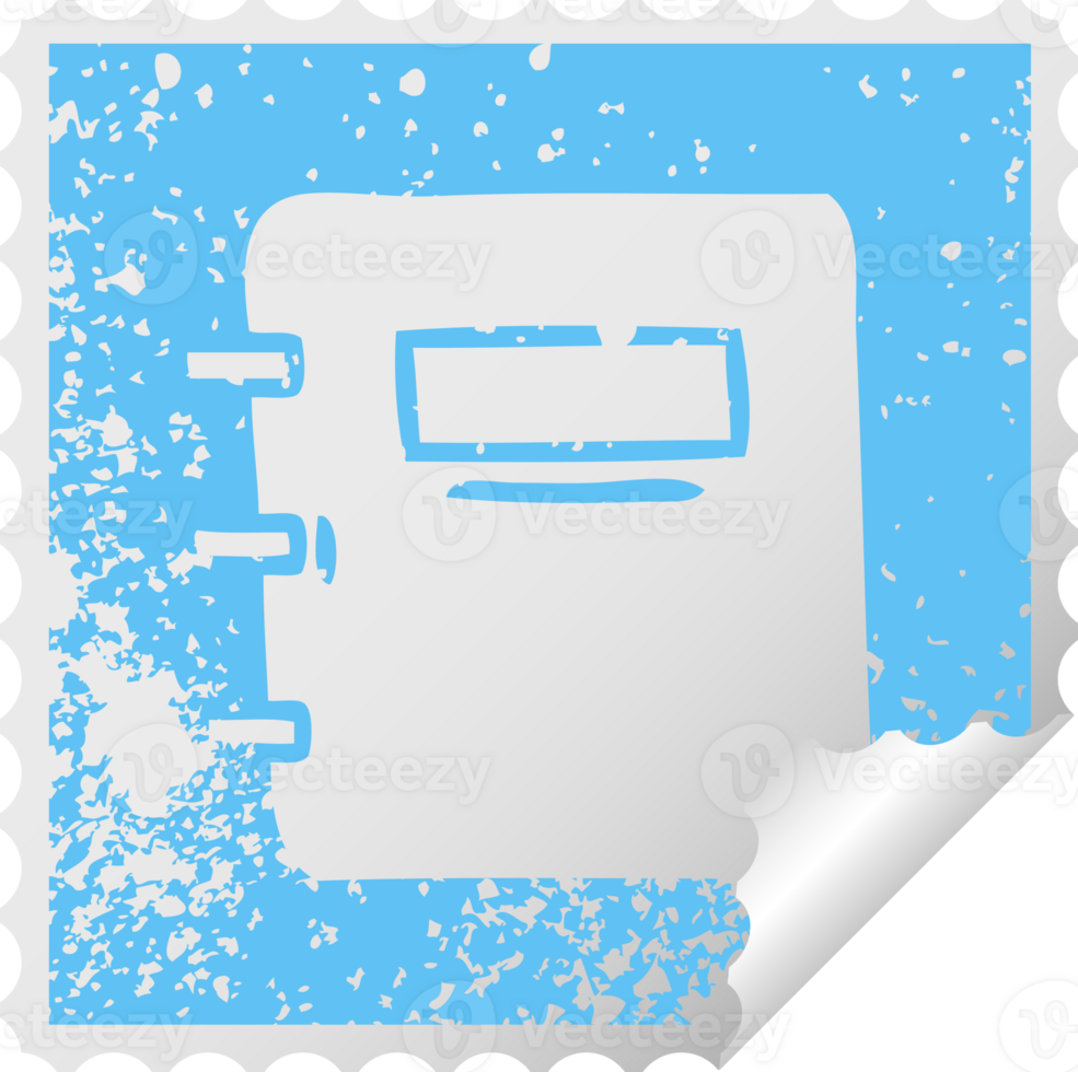 distressed square peeling sticker symbol of a note book png