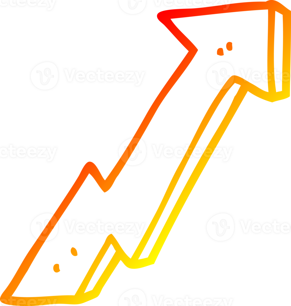 warm gradient line drawing of a cartoon positive growth arrow png