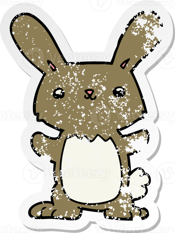 distressed sticker of a cute cartoon rabbit png