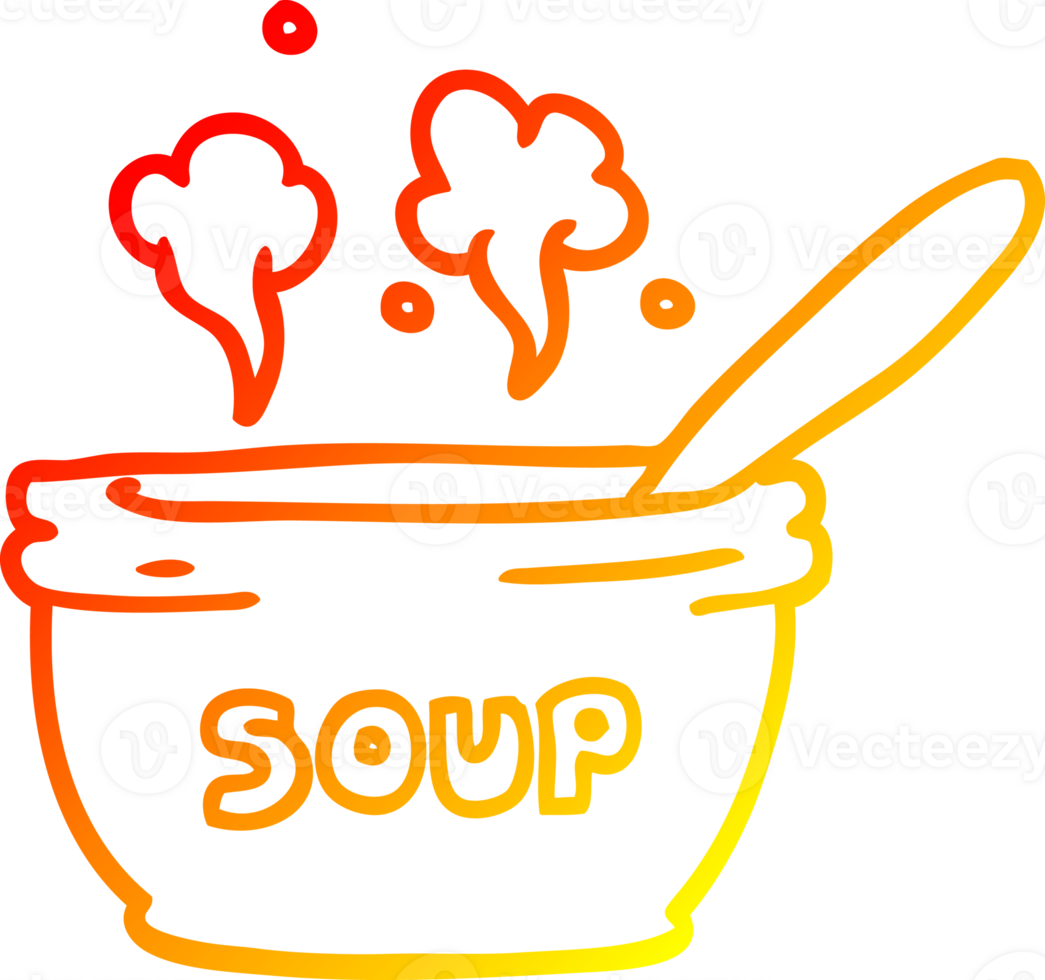 warm gradient line drawing of a cartoon of hot soup png