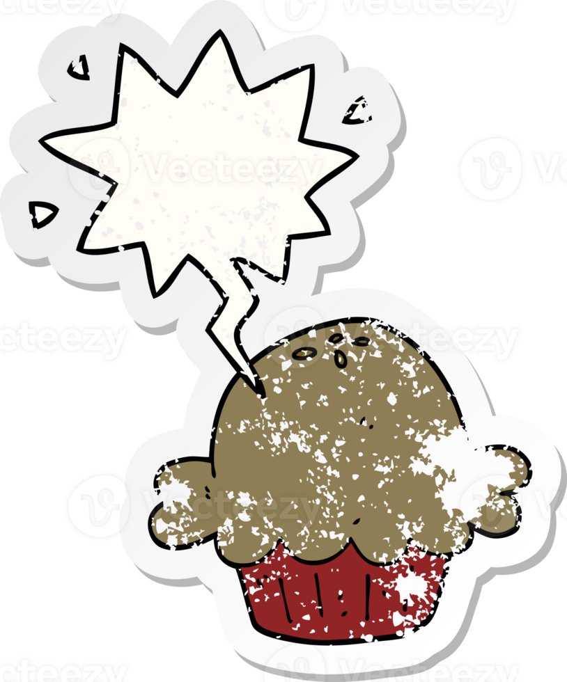 cartoon pie with speech bubble distressed distressed old sticker png