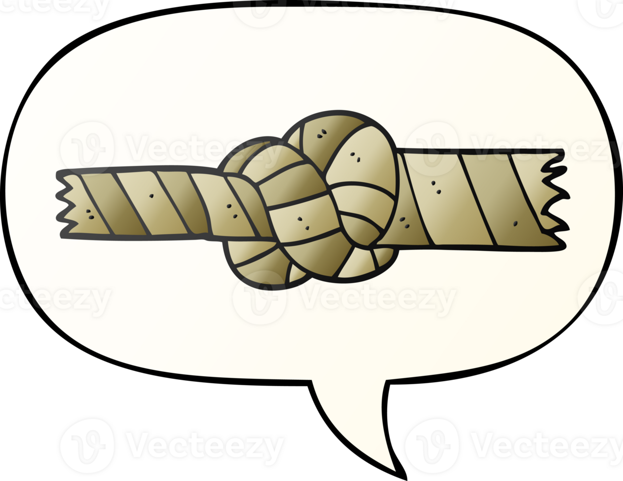 cartoon knotted rope with speech bubble in smooth gradient style png