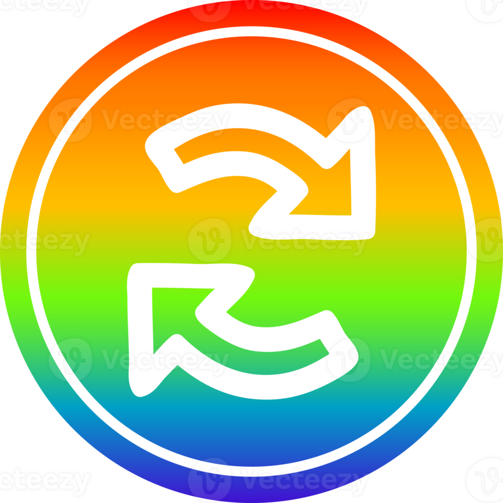 recycling arrow circular icon with rainbow gradient finish png