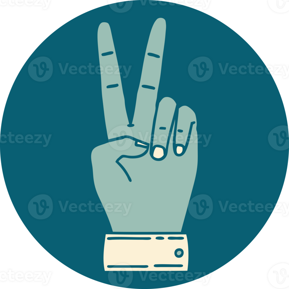 icon of peace symbol two finger hand gesture png